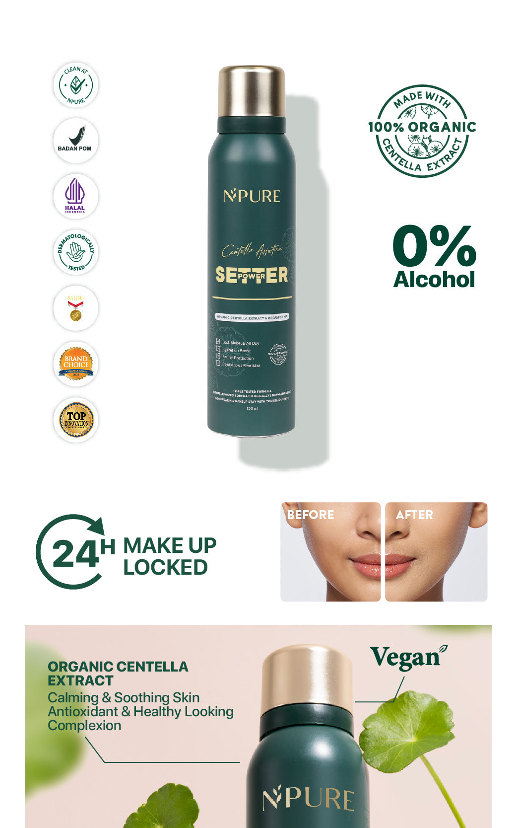 SETTING SPRAY - NPURE  Centella Asiatica Power Setter - Setting Spray / Setting Oil control & Barrier Protection / Setting Spray cocok untuk kulit berjerawat & sensitif / spray makeup tahan lama