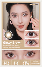 Magister Softlens Minus(0.00~-6.00) Glowy Series 14.5mm abu-abu coklat Gaya eksklusif soflen