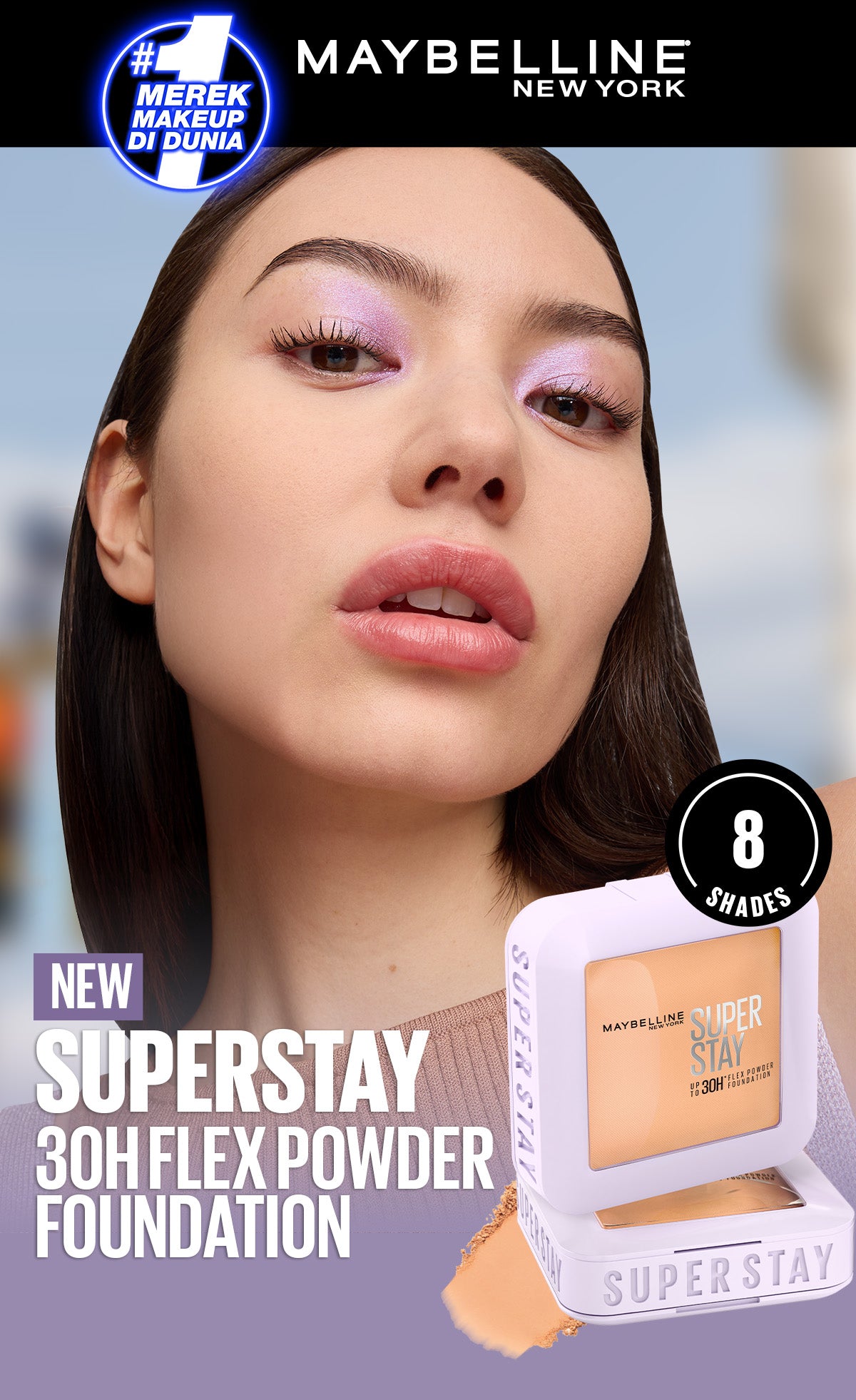[BARU!] MAYBELLINE OFFICIAL Superstay Flex Powder 30H Longwear Powder Foundation Two-Way Cake Oil Control Transferproof Waterproof Full Coverage Setting Matte Makeup
