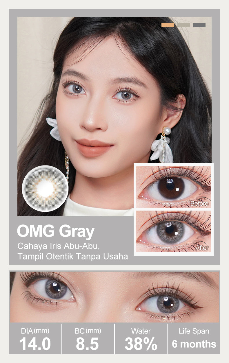 Magister Softlens Minus Gray Series Colored Lenses 14.00mm-14.50mm Seri abu-abu Sepasang 6Bulan