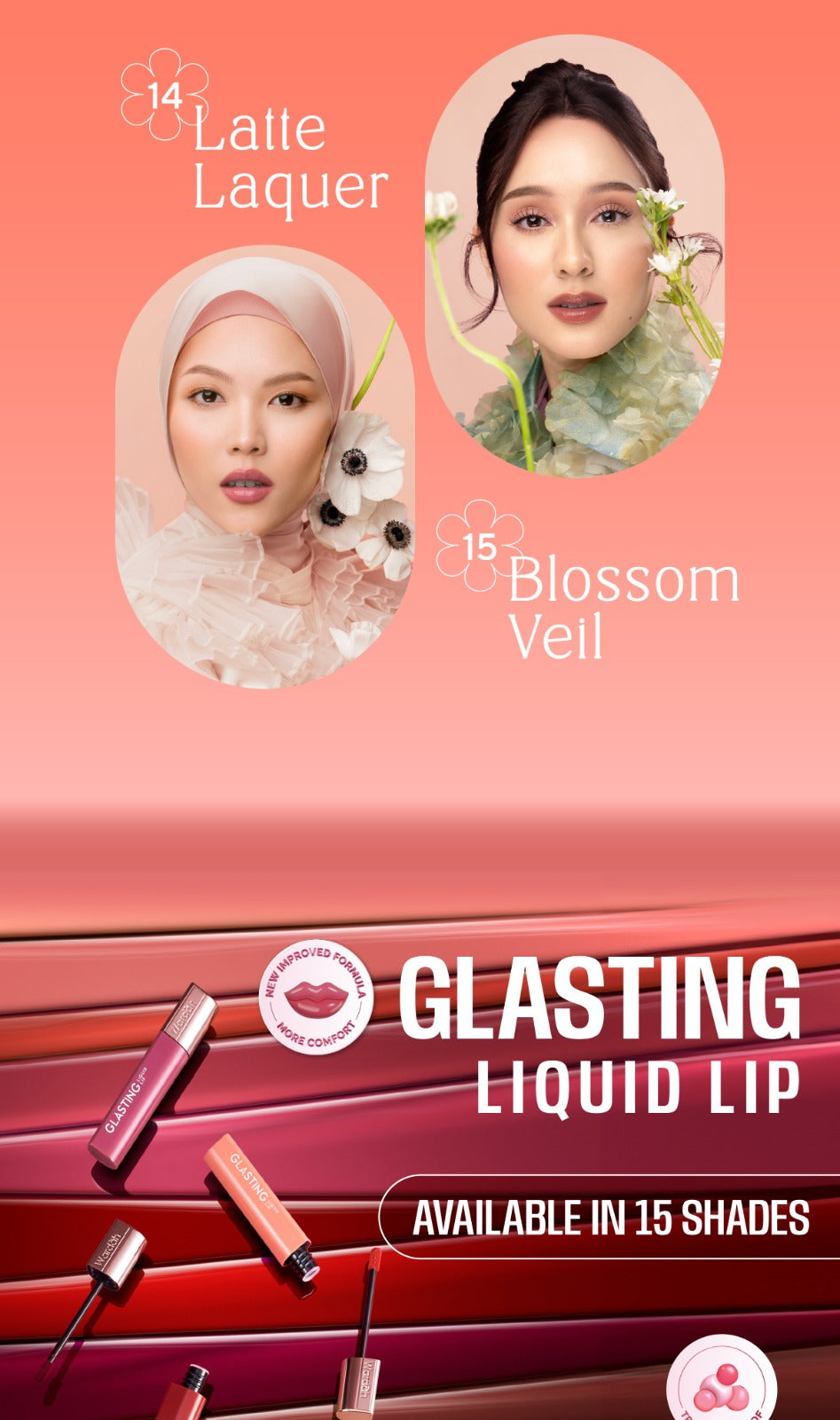 BEST SELLING! WARDAH Glasting Liquid Lip PINK POWER Lip Stain Lipgloss Lipstik Liptint Lip Matte Lipstick Lipcream Cleopatra Look Lip Cream Glossy Lip Longlasting Waterproof Tahan Lama Glaze Lip Makeup Two Tone Lip