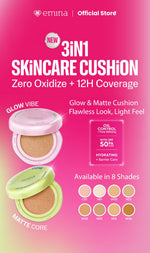 [SPECIAL 11.11] NEW! Emina Glow & Matte 3in1 Skincare Cushion SPF 50 PA++++ 13 G | Flawless Lightweight Make Up Foundation Glowing Skin Transferproof Full High Coverage Bedak Waterproof Sweatproof Dewy Moisturizer Hydrating Barrier Non-Comedogenic BB Crea