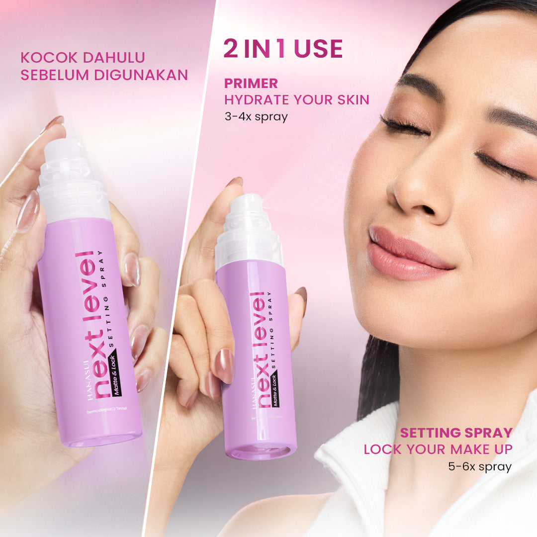 [NEW] Hanasui Next Level Matte/Glow & Lock Setting Spray - Healthy Glow Finish, Healthy Matte Finish, Superfine Mist, 4in1 Maxiproof (Sweat, Mask, Smudge, Water-proof)