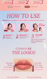 BEST SELLING! WARDAH Glasting Liquid Lip PINK POWER Lip Stain Lipgloss Lipstik Liptint Lip Matte Lipstick Lipcream Cleopatra Look Lip Cream Glossy Lip Longlasting Waterproof Tahan Lama Glaze Lip Makeup Two Tone Lip