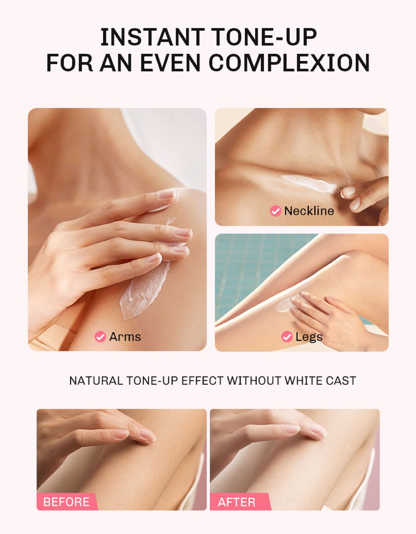 [Tone Up 00-01-02] Lavojoy Let It Glow Daily Shine Body Serum Instant Tone Up Delicate Rose with SPF 50PA++++ | Body Serum untuk Perlindungan Sinar UV | Mencerahkan Seketika & Melembapkan Kulit dengan 3% Niacinamide + Australian Super VC + Ceramide