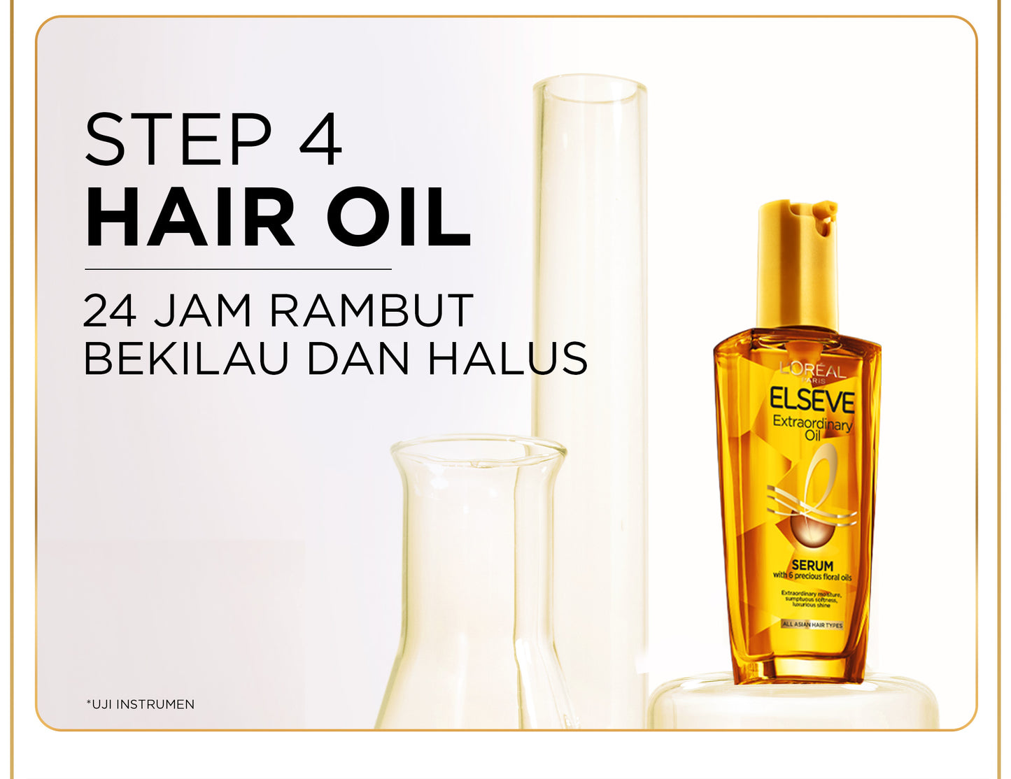 L'Oreal Paris Elseve Extraordinary Oil Gold Hair Treatment Serum 100ml -  Rambut Halus Berkilau dalam Satu Pemakaian - dari Bunga Istimewa Omega 3 - Perawatan Rambut Vitamin Rambut 100ml   Vitamin rambut
