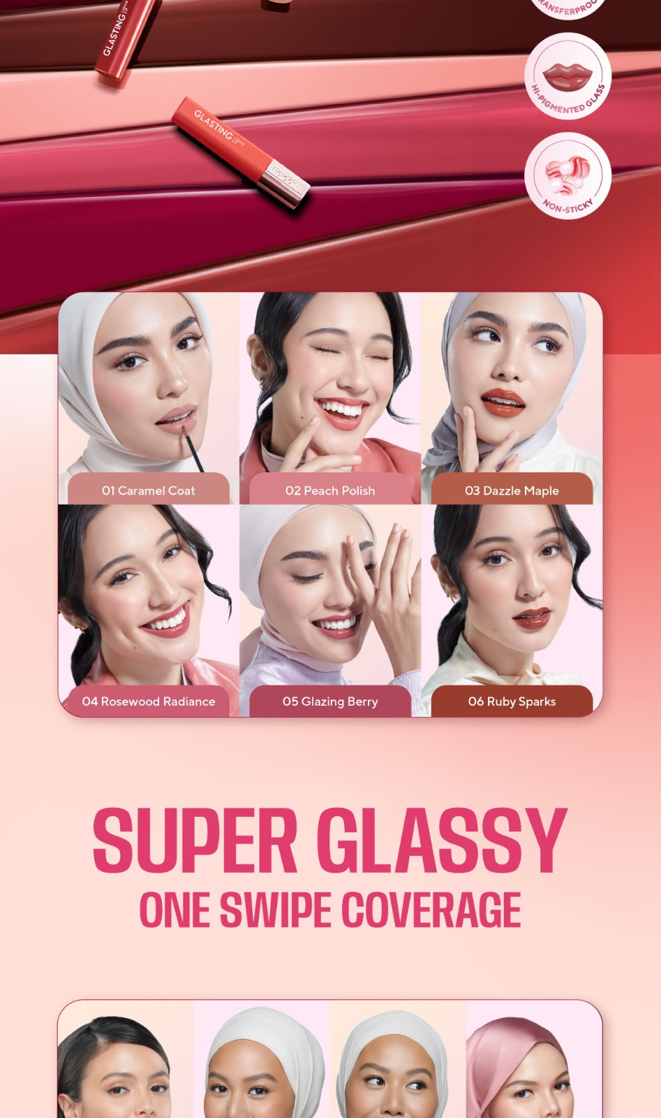 BEST SELLING! WARDAH Glasting Liquid Lip PINK POWER Lip Stain Lipgloss Lipstik Liptint Lip Matte Lipstick Lipcream Cleopatra Look Lip Cream Glossy Lip Longlasting Waterproof Tahan Lama Glaze Lip Makeup Two Tone Lip