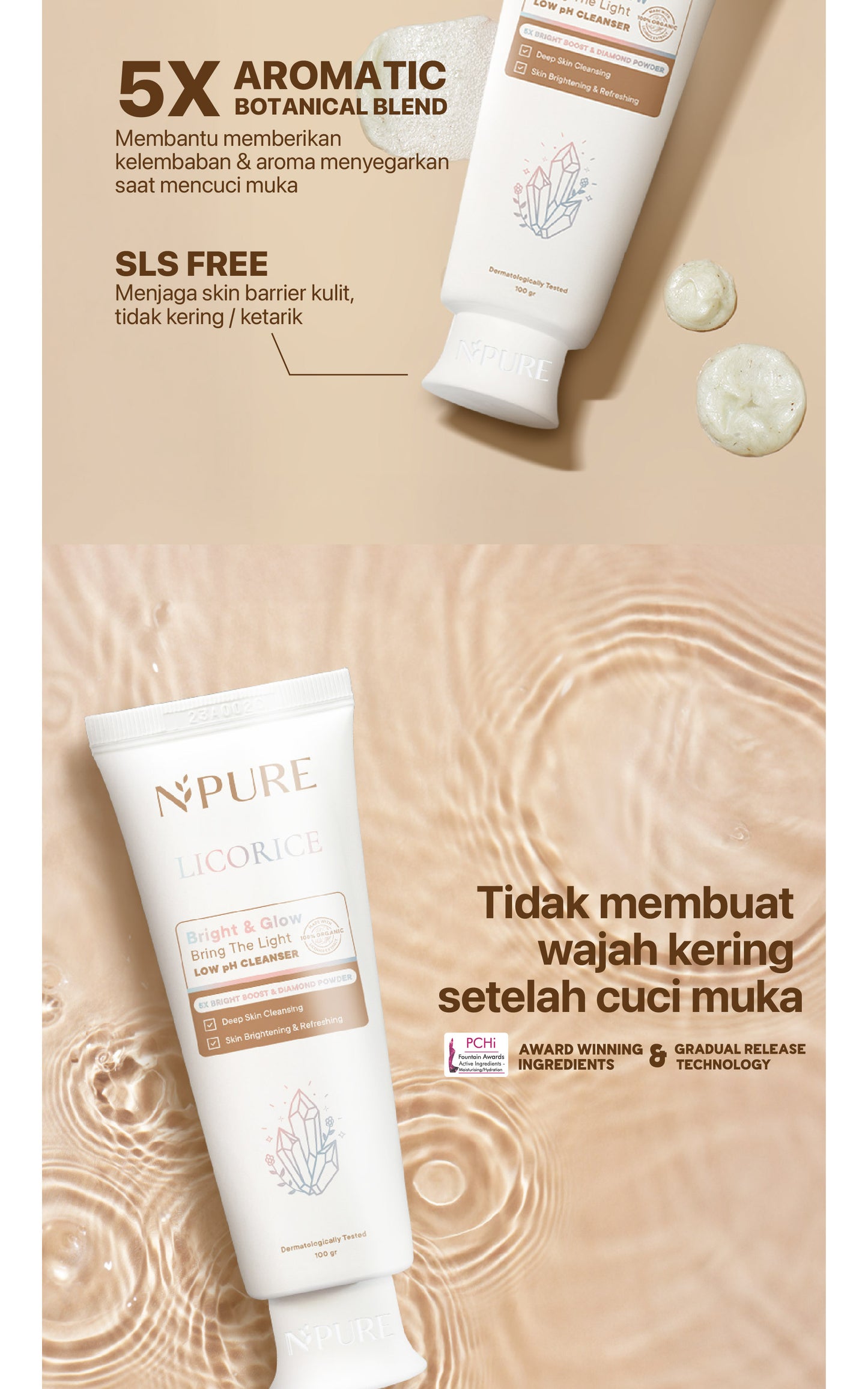 LICORICE CLEANSER - NPURE Cleanser Licorice / Bring The Light / Sabun Pembersih Muka Cerah Glowing / SLS free / Sabun Brightening