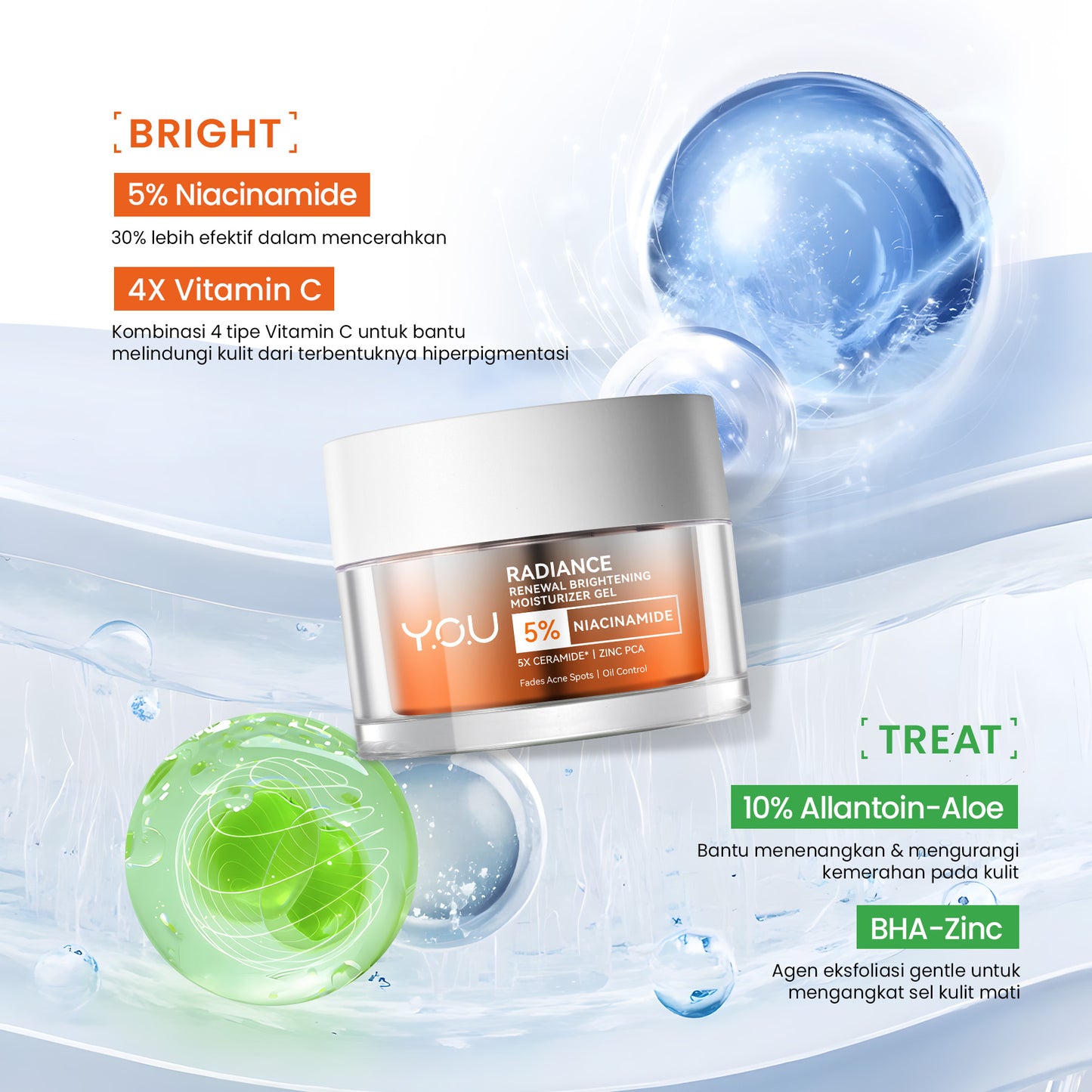 [NEW RADIANCE SERIES] YOU Radiance Antioxidant Brightening Cream 30G & YOU Radiance Renewal Brightening Moisturizer Gel 30G