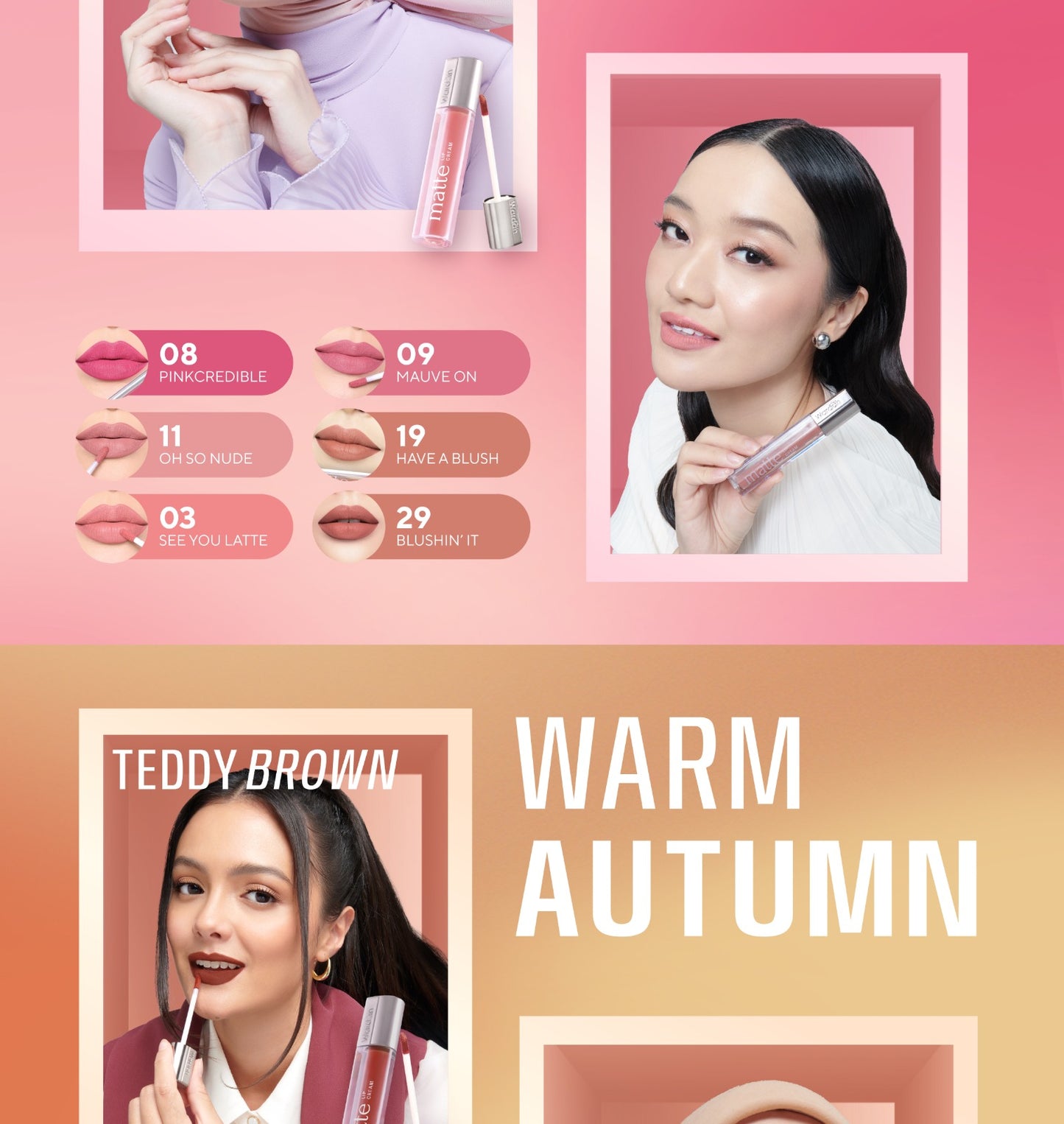 [OMBRE COVER BIBIR GELAP] WARDAH Ombre Glasting Liquid Lip + Matte Lip Cream -Lip-Stain-Lipgloss-Lipstik-Lip Matte-Lipcream-Lip Cream- Glossy Longlasting Waterproof Tahan Lama - Glaze Lip - Makeup - Liptin Anak Sekolah
