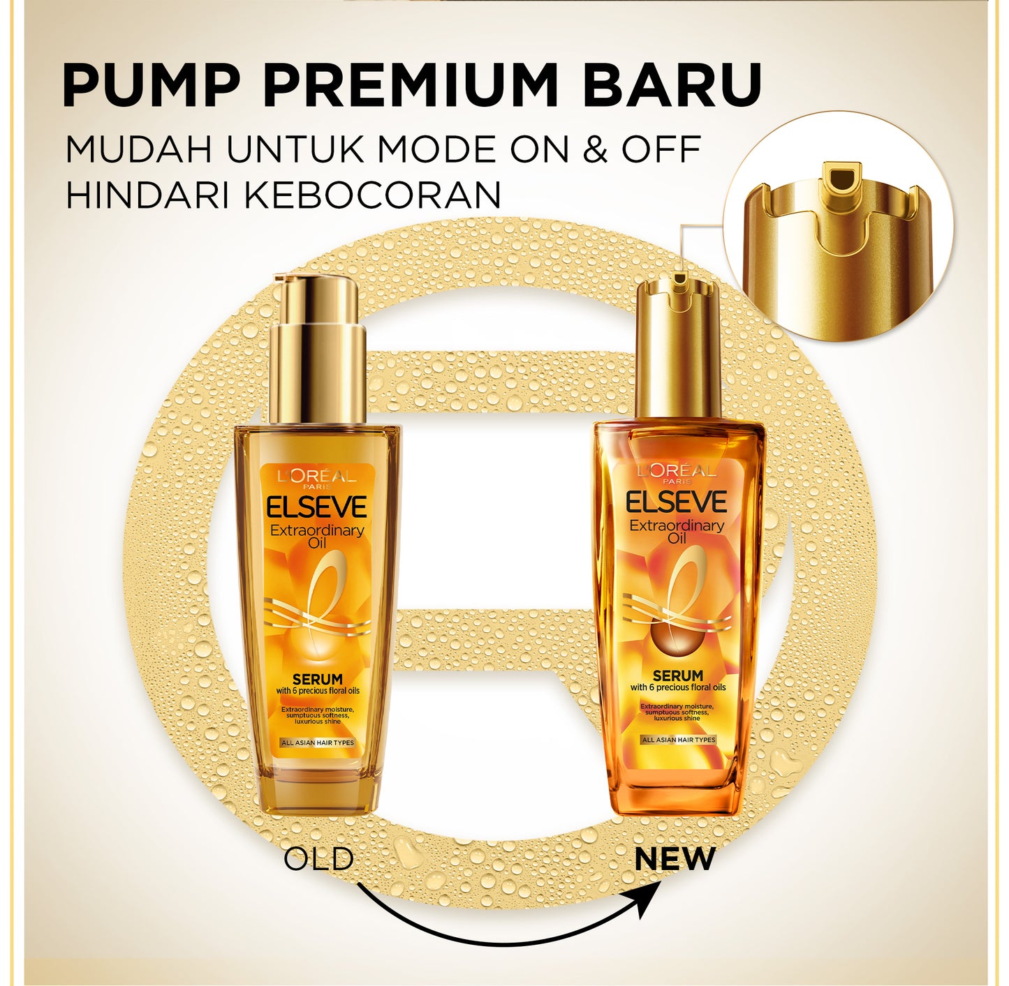 L'Oreal Paris Elseve Extraordinary Oil Gold Hair Treatment Serum 100ml -  Rambut Halus Berkilau dalam Satu Pemakaian - dari Bunga Istimewa Omega 3 - Perawatan Rambut Vitamin Rambut 100ml   Vitamin rambut