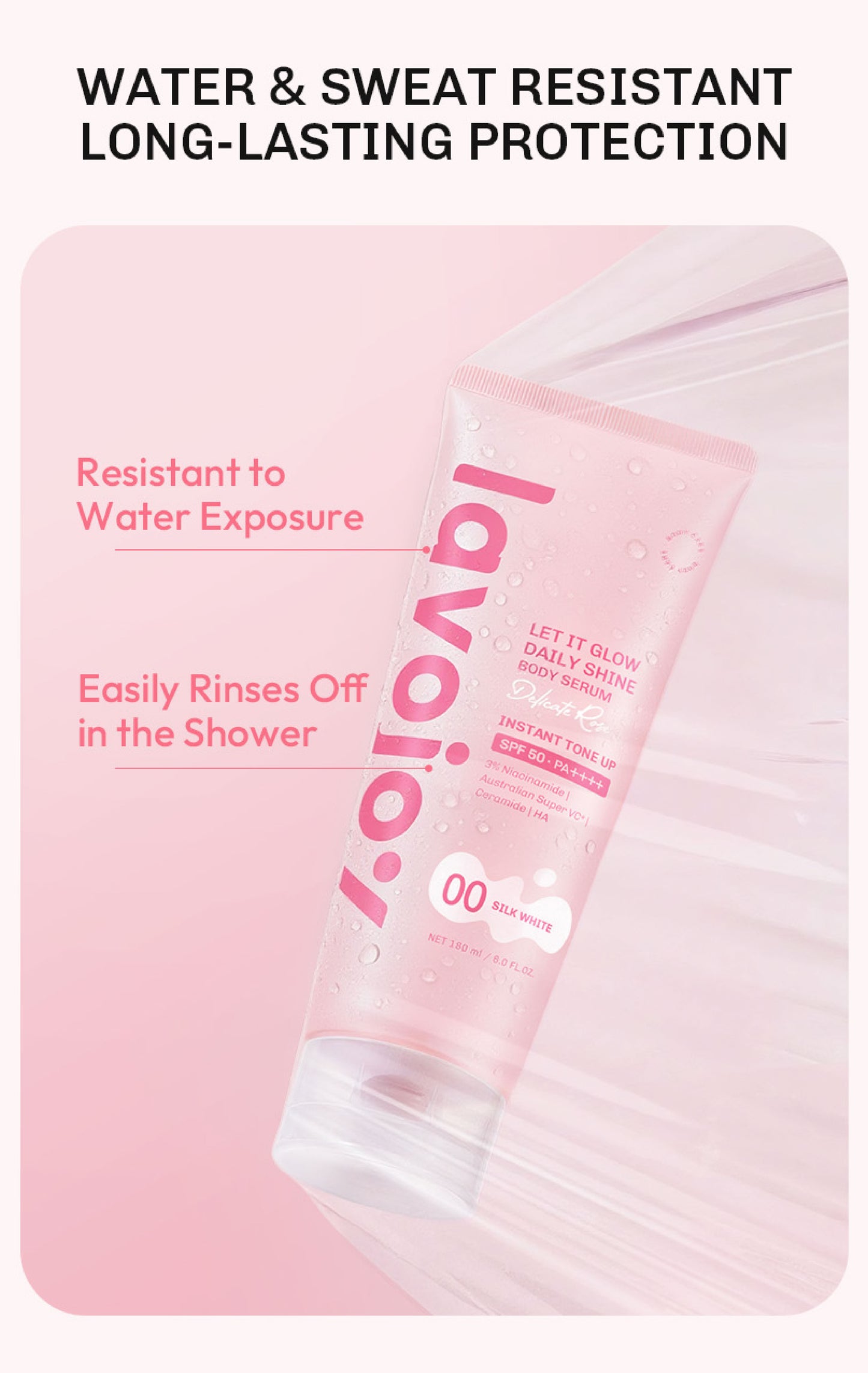 [TONE UP SHADE 02] Lavojoy Let It Glow Daily Shine Body Serum Instant Tone Up Delicate Rose with SPF 50 PA++++|Shade 02 Warm Sand|Body Serum untuk Perlindungan Sinar UV|Mencerahkan Seketika & Melembapkan Kulit dengan 3% Niacinamide + Australian Super VC