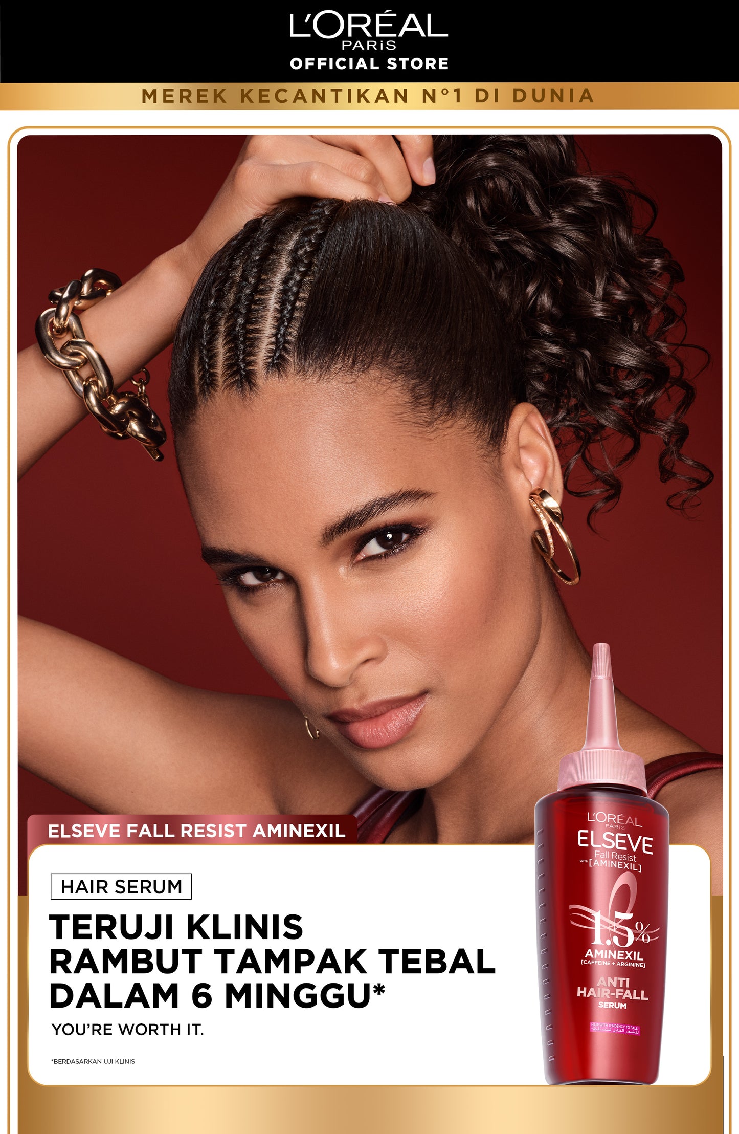 [BARU] L'Oreal Paris Elseve Aminexil Serum  - Anti Hair-Fall Serum With Aminexil - 102ml -  Perawatan Kekuatan Rambut, yang Rambutnya patah , Rambut Rontok, Serum Kulit Kepala.