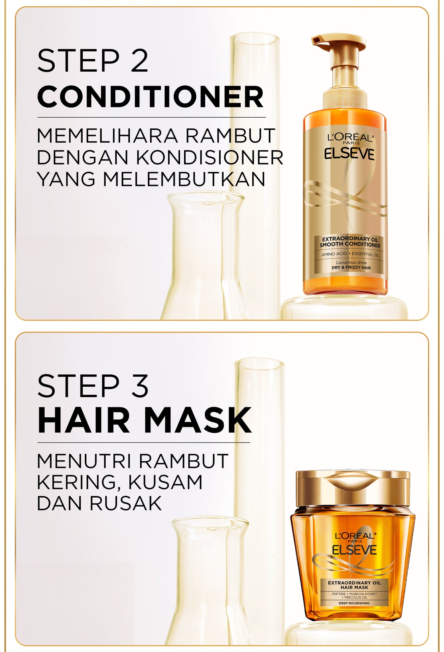 L'Oreal Paris Elseve Extraordinary Oil Gold Hair Treatment Serum 100ml -  Rambut Halus Berkilau dalam Satu Pemakaian - dari Bunga Istimewa Omega 3 - Perawatan Rambut Vitamin Rambut 100ml   Vitamin rambut