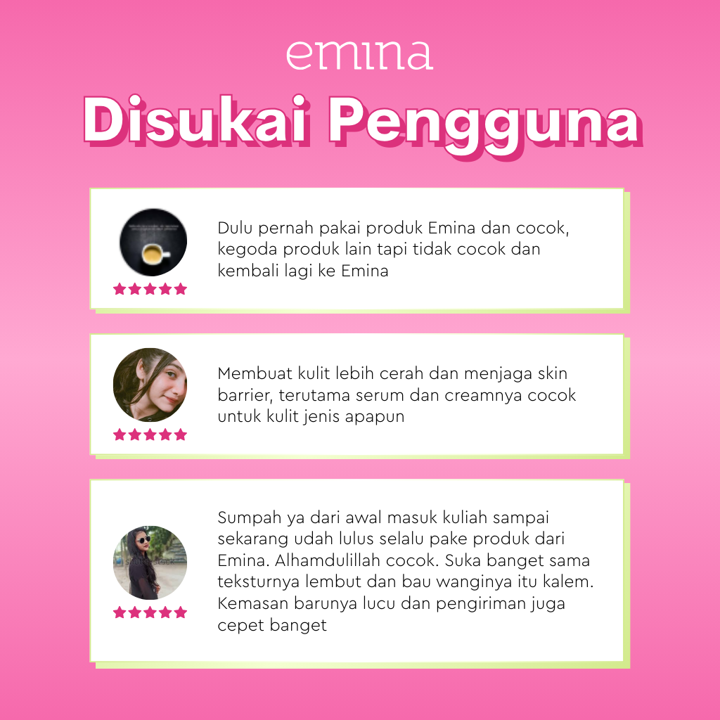 Emina Skin Diner Package 3pcs - Paket Skincare Moisturizer Serum Face Wash Sunscreen Pigmentation Brown Spots Pore Size Acne Collagen Boost