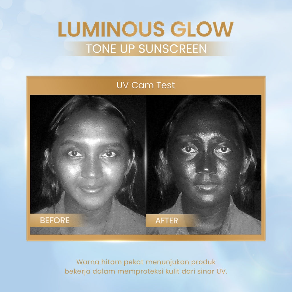 Glowsicha - Luminous Glow Tone Up Sunscreen SPF 50 PA+++ Sunscreen Ringan Dengan Niacinamide Tidak lengket dikulit SS Sunblock Mencerahkan Melindungi UV menjaga kelembapan kulit Hydrating Sunscreen Membantu Mencerahkan Wajah glowing