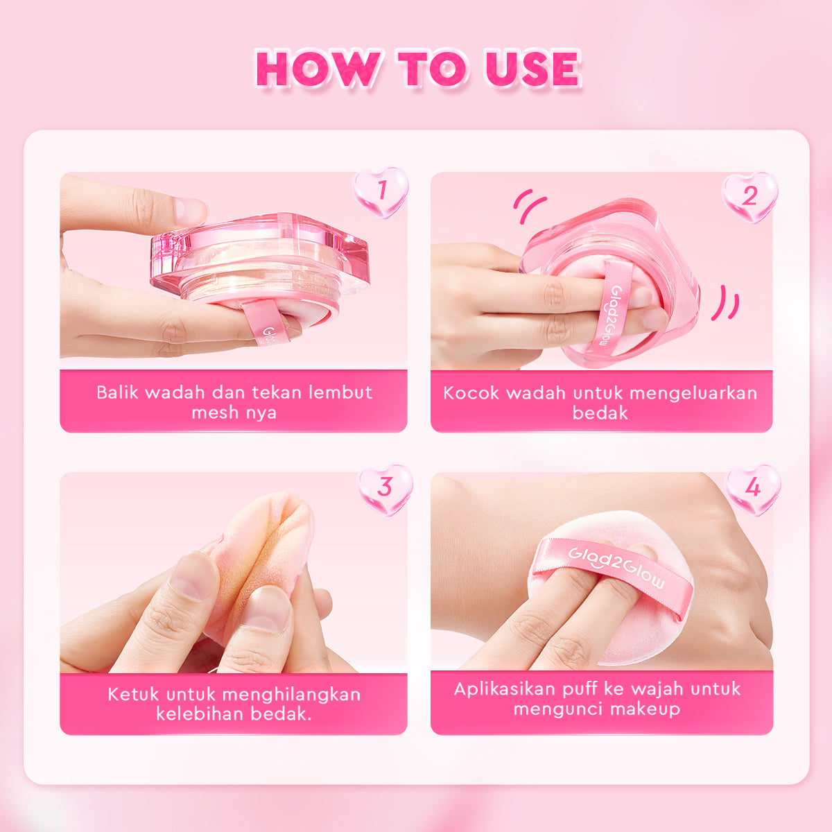 Glad2Glow Perfect Blur&Cover Loose Powder oil control Finishing Kontrol Minyak Tahan Lama Anti Luntur Halus Sempurna & Cover Tinggi bedak padat bedak tabur two way cake cushion foundation setting spray make up g2g glad2glow official store