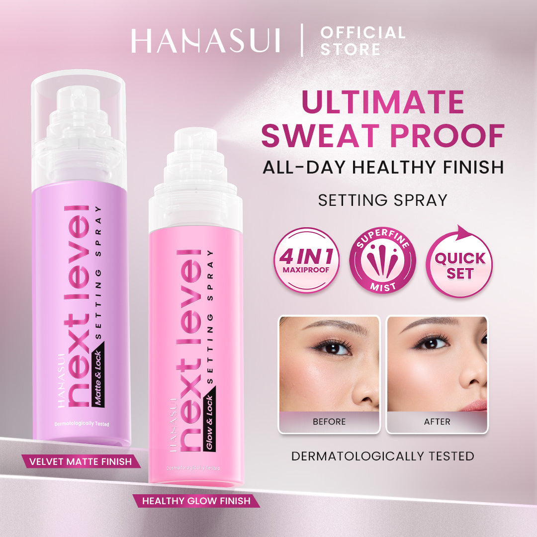 [NEW] Hanasui Next Level Matte/Glow & Lock Setting Spray - Healthy Glow Finish, Healthy Matte Finish, Superfine Mist, 4in1 Maxiproof (Sweat, Mask, Smudge, Water-proof)