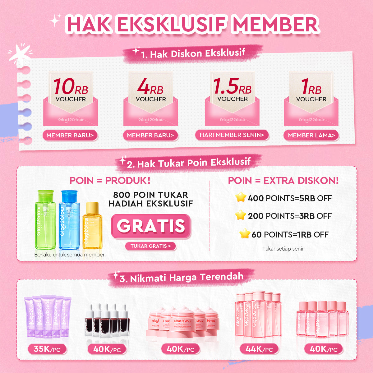 Glad2Glow Toner Complete Series 80ml-Brighten/Acne Toner/Barrier/Exfoliating toner-Skincare toner badan face mist hydrating toner centella toner wajah eksfoliasi water g2g toner hydrating gloglowing brightening exfoliasi glycolic madeca g2g official store