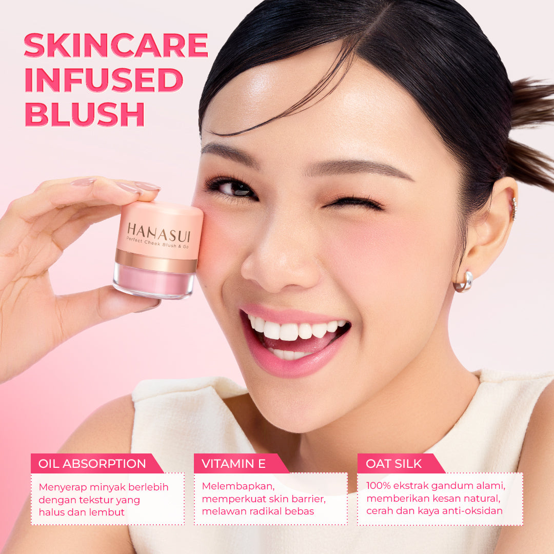 Hanasui Perfect Cheek Blush & Go Powder - Blush On Powder Natural Radiant Finish Melembabkan Cerah Antioksidan