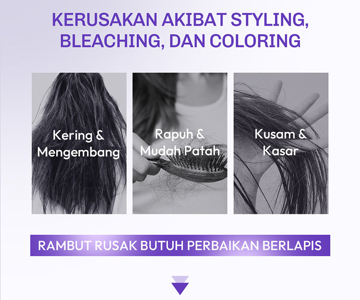 [FOR DAMAGED & COLORED HAIR] Lavojoy Repair Me Now 2in1 Bundle Shampoo 280ml + Hair Mask 250ml | Paket Perawatan Rambut Halus & Berkilau Tanpa Lepek