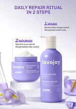 [FOR DAMAGED & COLORED HAIR] Lavojoy Repair Me Now 2in1 Bundle Shampoo 280ml + Hair Mask 250ml | Paket Perawatan Rambut Halus & Berkilau Tanpa Lepek