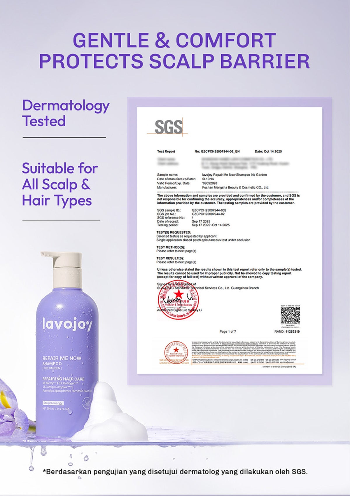 [NEW LAUNCH] Lavojoy Repair Me Now Shampoo Iris Garden 280ml  | Perbaikan Rambut Rusak Intens Dengan 3× Keratin + Ceramide Boost + ScalpBioEnergy Hydration Care | 3x Lebih Lembut, Lalus, Tanpa Mengiritasi