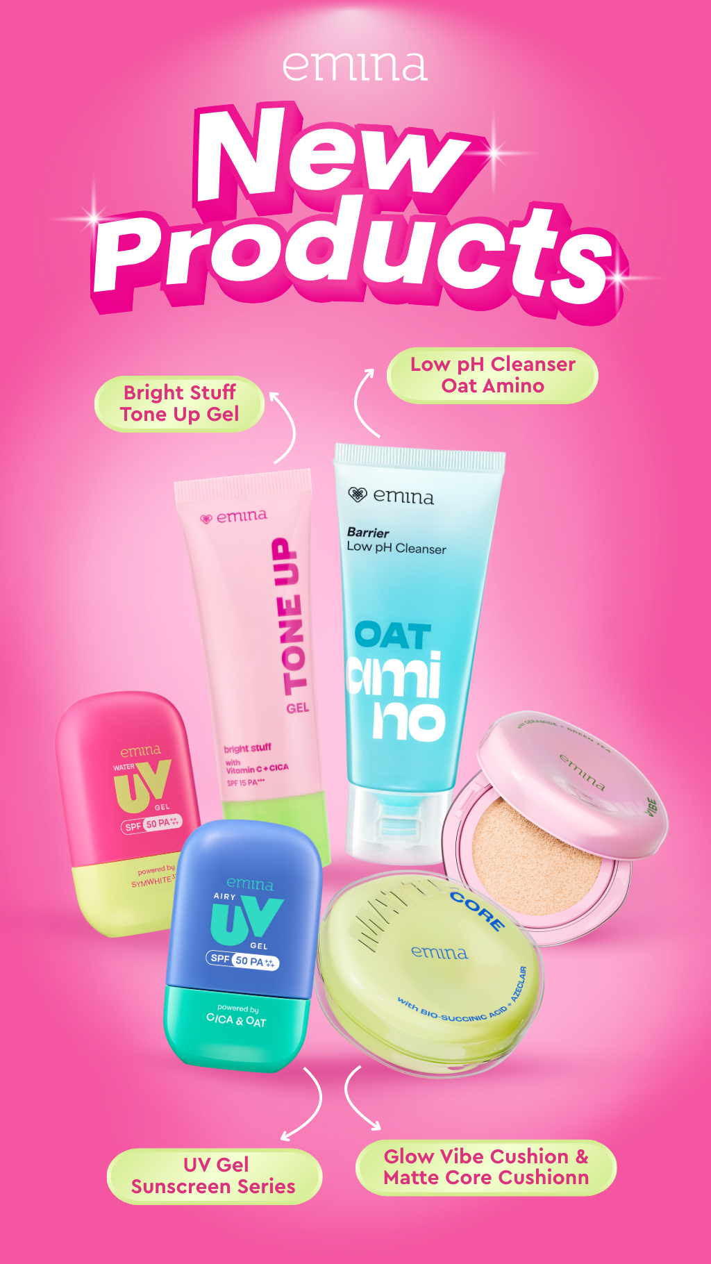 [SPECIAL 11.11] [MUST HAVE] GLOW COMPLETE KIT EMINA BRIGHT STUFF ISI 5 (Micellar Water, Face Wash, Toner, Serum, Moisturizing Cream)