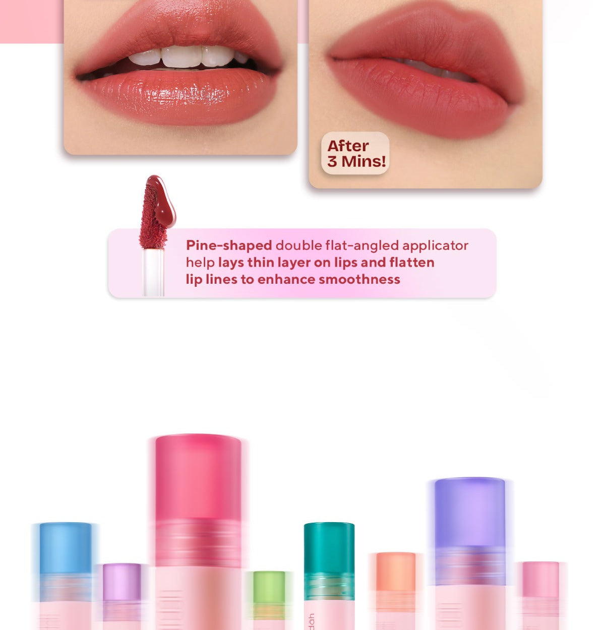 NEW! Wardah Airbrush Lip Tint - Soft-Blur Finish-Longlasting-Lightweight-Hydrates -Tahan Lama 24 Jam - Lip Stain - Lipgloss - Liptint - Lipstik - Lipcream - Lip Matte - Makeup