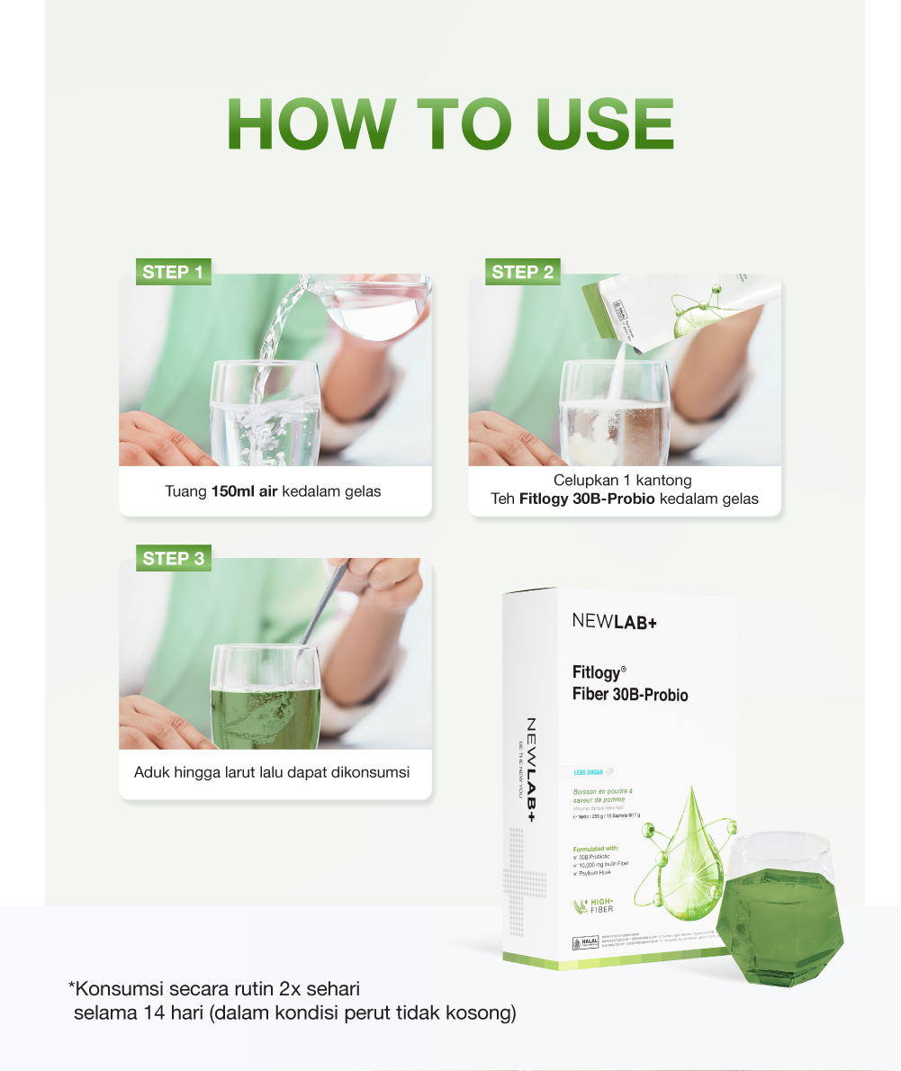 NEWLAB Fitlogy Fiber 30B-Probio | Minuman Probiotik | Fiber Drink untuk Diet | Kaya akan Probiotic 15 Sachet