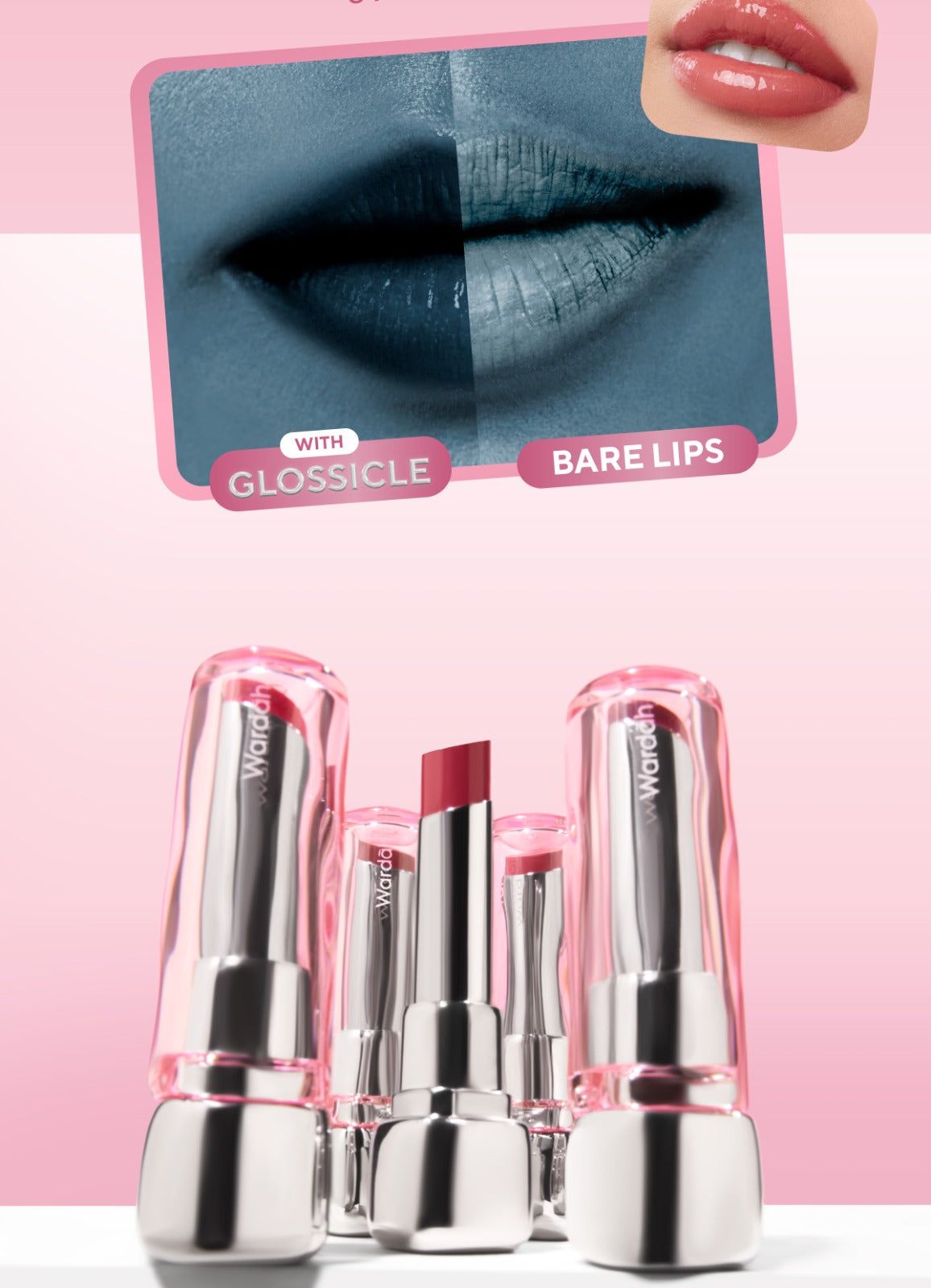 NEW! WARDAH Glossicle Peptide Balm - Ombre Glossicle - Dilengkapi dengan Peptide & UV Filter - Memperkuat Lip Barrier - Tidak Lengket- Glossy - Lip Balm -Lip Tint - Makeup - Natural Gloss - Glossy - Tinted Balm