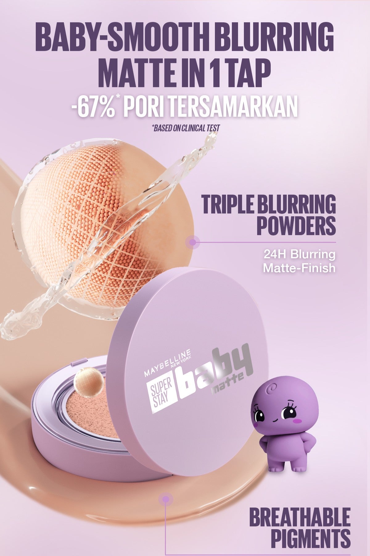 [NEW LAUNCH] NINGNING CHOICE - MAYBELLINE OFFICIAL Superstay Baby Matte Cushion 24H Baby Smooth Blurring Matte Oil Control Full Coverage Refill Transferproof Waterproof Matte Makeup Tidak Transfer Minim Oksidasi Cocok Untuk Kulit Berminyak Kulit Kering