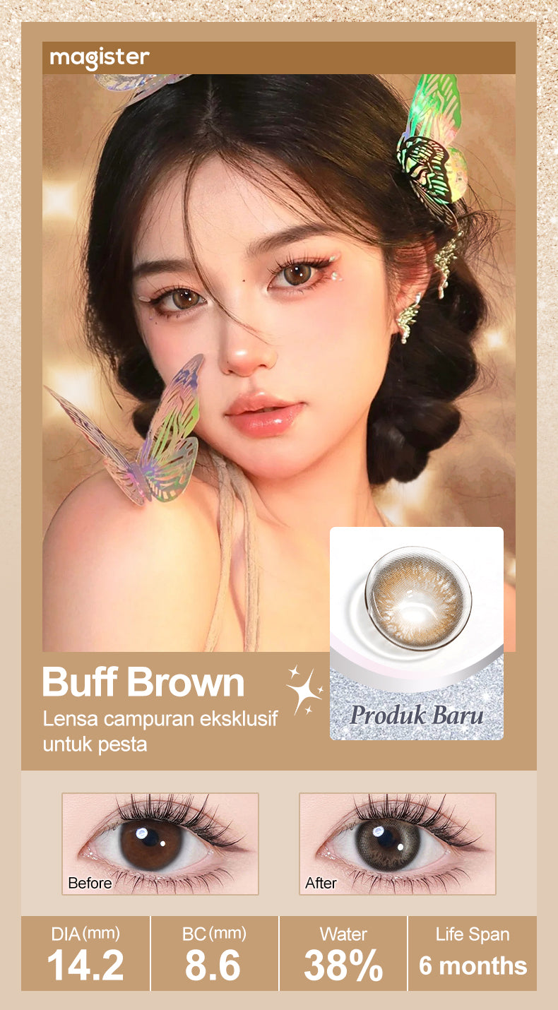 Magister Softlens Minus Brown Series 1pasang lensa kontak warna 14.0~14.5mm dubai Seri Coklat 6Bulan