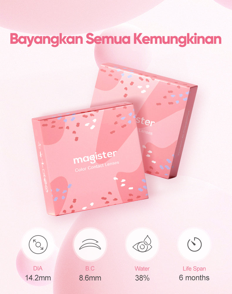 Magister Softlens Normal abu-abu coklat hitam seri Sepasang Lensa kontak diameter14.0-14.5MM kadar air 38% soflens