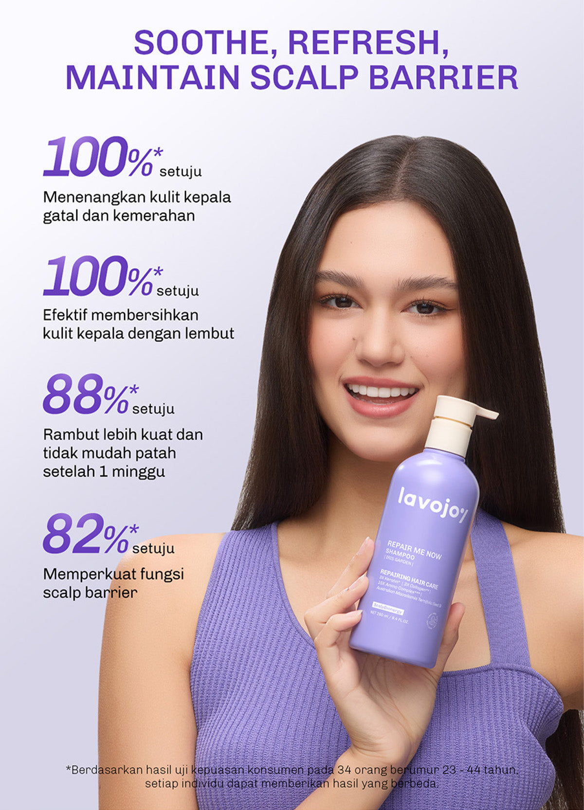 [NEW LAUNCH] Lavojoy Repair Me Now Shampoo Iris Garden 280ml  | Perbaikan Rambut Rusak Intens Dengan 3× Keratin + Ceramide Boost + ScalpBioEnergy Hydration Care | 3x Lebih Lembut, Lalus, Tanpa Mengiritasi