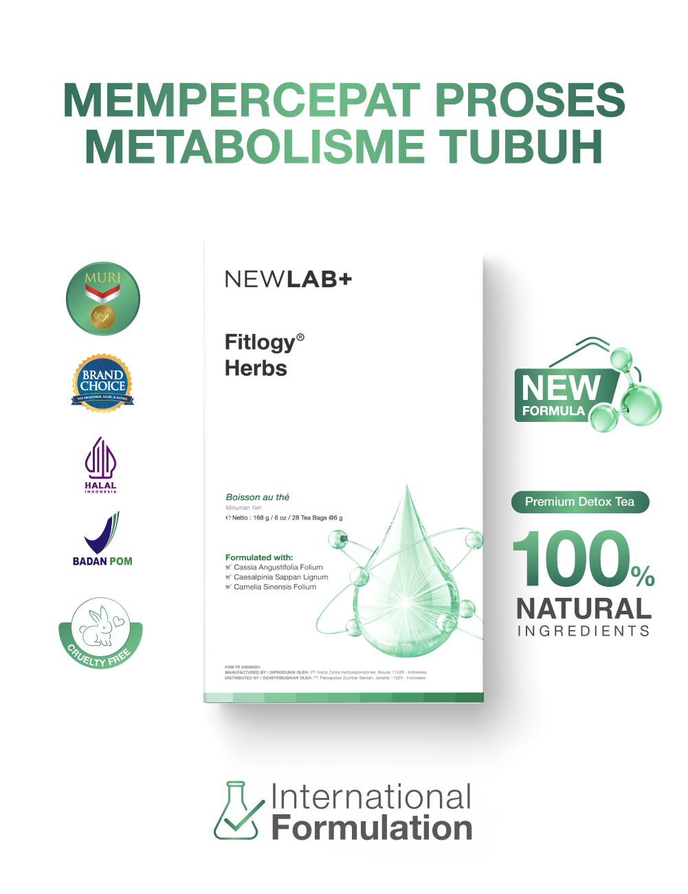 NEWLAB Fitlogy Tea Drink | Herbal Tea | Minuman Teh Hijau Herbal 28 Tea Bags