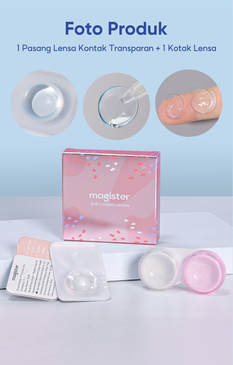 Magister Softlens with solutin Minus Clear lens  -1.00 s/d -10.00 lensa kontak 14.00mm 6 Monthly softlen  nyaman dan alami Solusi perawatan hadiah waktu terbatas
