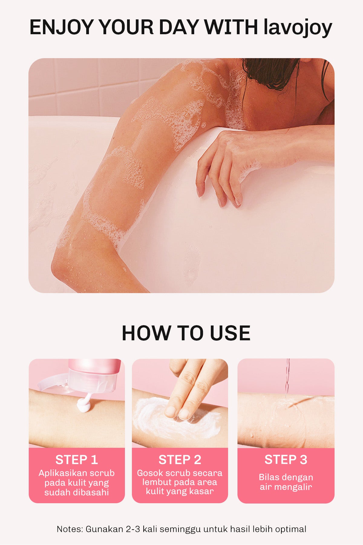 [NEW LAUNCH] Lavojoy Let It Glow Body Scrub DELICATE ROSE 180ML | Body Scrub Untuk Mencerahkan & Meratakan Warna Kulit Dengan 3% Niacinamide + Australian Super VC | Dual-Action Exfoliation Menghasilkan Kulit Yang Lebih Halus Dan Lembut