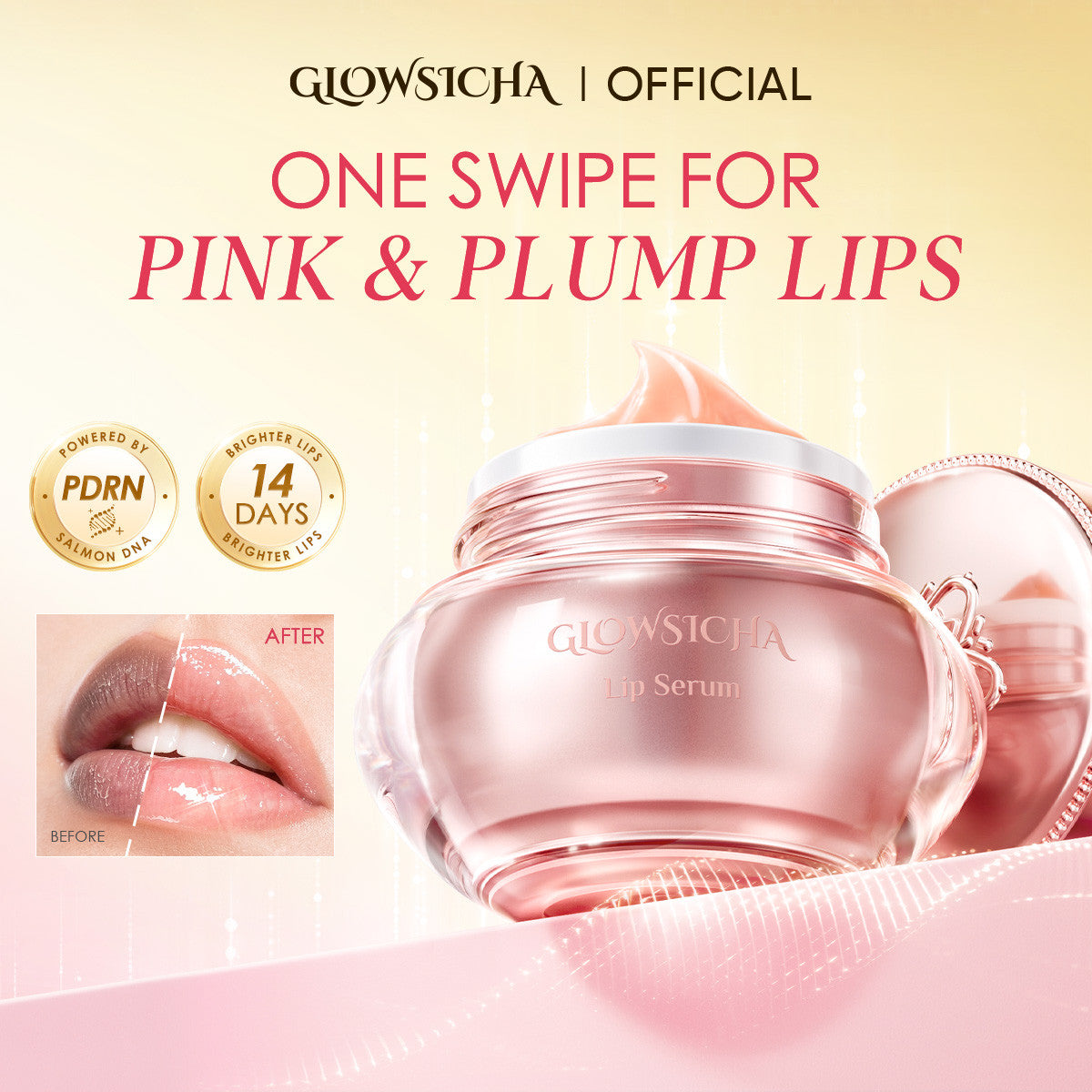 Glowsicha - Pink Plump Treatment Lip Serum Pelembab Bibir Serum Bibir Pink Berkilau alami Tahan Lama Melembabkan Pencerah Bibir Pink Merona Lembut