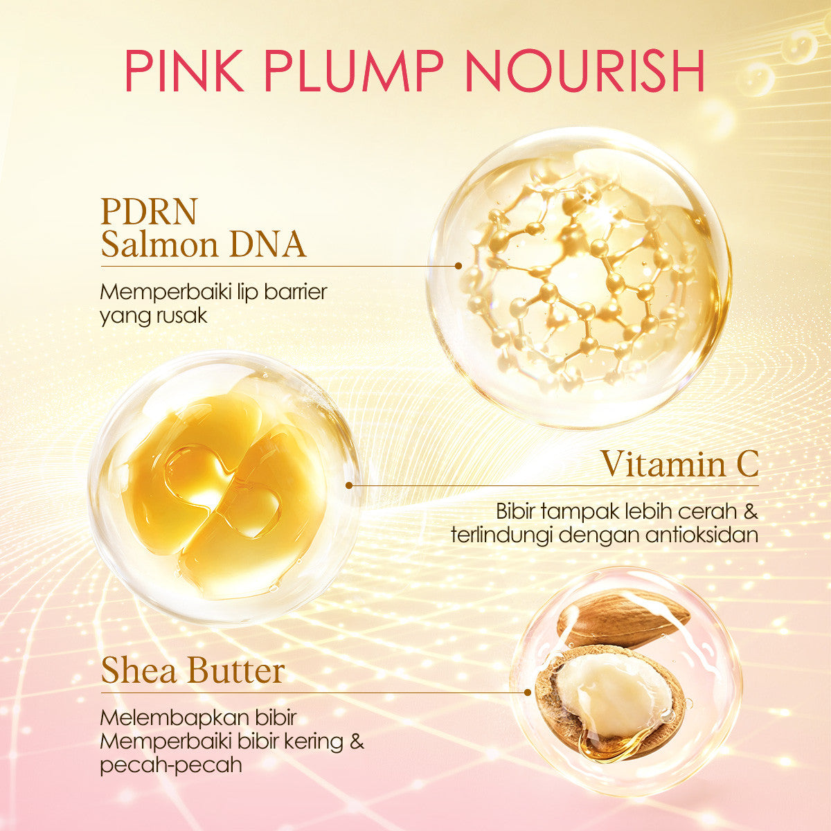 Glowsicha - Pink Plump Treatment Lip Serum Pelembab Bibir Serum Bibir Pink Berkilau alami Tahan Lama Melembabkan Pencerah Bibir Pink Merona Lembut