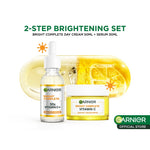 GARNIER Paket Skincare 1 Set Lengkap Vitamin C Brightening Daily Set Serum & Day Cream| Day Cream 50 ml + Serum 30 ml tone up mencerahkan moisturizer pelembab