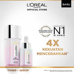 L'Oreal Paris Glycolic Bright Glowing - Toner 65ml & Serum 15ml - Kulit Cerah, Glowing & Noda Hitam Tersamarkan   Kulit Kusam, Noda Hitam, Bekas Jerawat, Eksfoliasi  Brightening