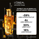 [PAKET HEMAT ISI 2] L'Oreal Paris Elseve Extraordinary Oil Gold Hair Treatment Serum 100mlx2Pcs - Rambut Halus Berkilau dalam Satu Pemakaian - dari Bunga Istimewa Omega 3 - Perawatan Rambut Vitamin Rambut Twinpack 100ml Rambut Kering Kusam Treatment