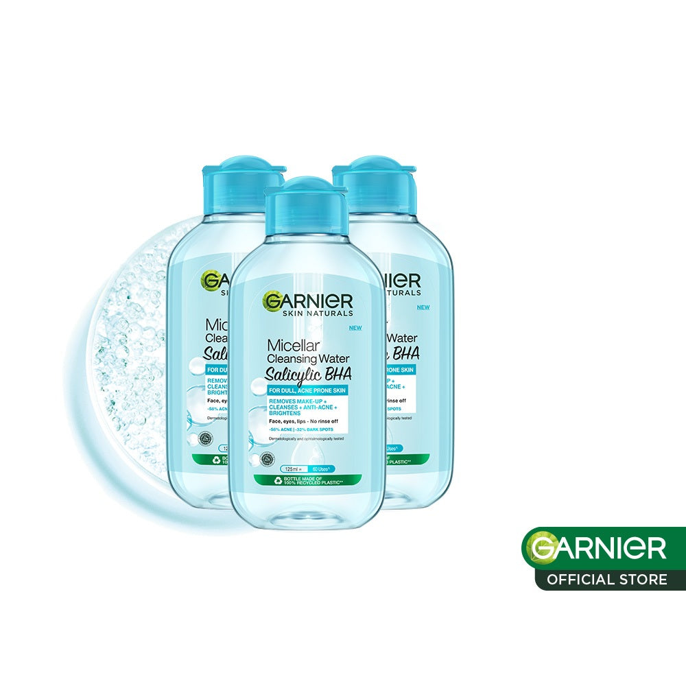 Garnier Micellar Salicylic Blue - 3 pcs 125 ml Skincare Pembersih Wajah & Makeup Kulit Berminyak