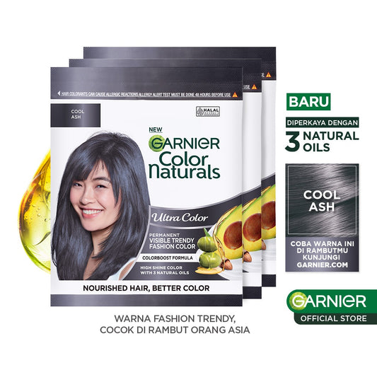 Garnier Color Naturals Hair Color - Pastel Color - Pewarna Rambut | Cat Rambut - Ultra Cool Ash x3Pcs Sachets