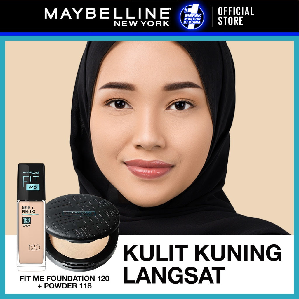 Maybelline Paket Makeup FIT ME Compact Powder + FIT ME Liquid Foundation FREE GIFT | Oil Control Tahan Lama