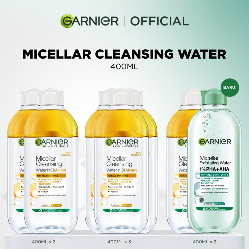 [PAKET HEMAT] GARNIER Micellar Water Oil-Infused Skin Care 400ml Skincare Cleansing Pembersih Wajah & Make up Waterproof untuk semua jenis kulit Micellar Cleansing Water