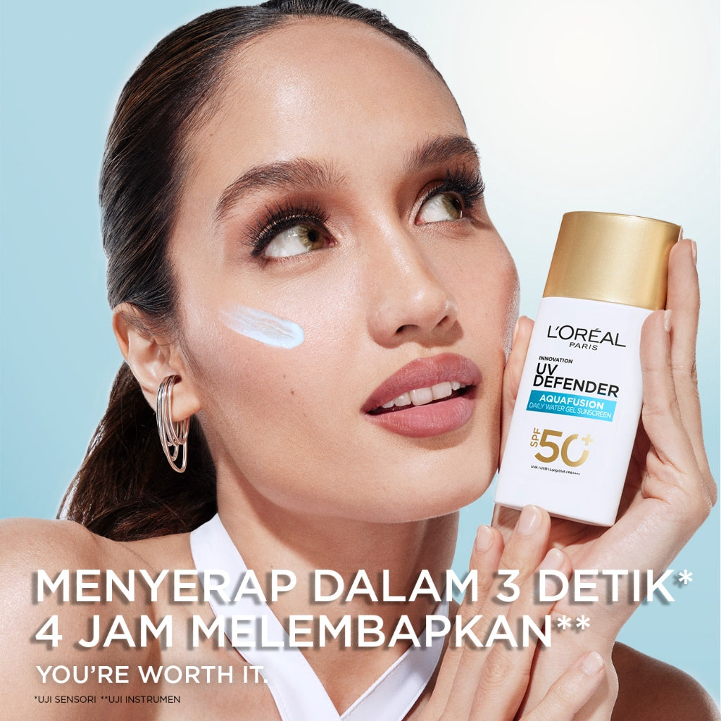 [NEW LAUNCH] L’Oreal Paris UV Defender Aquafusion Daily Water Gel Sunscreen SPF50+ PA++++, Sunscreen Seringan Air, 24 Jam Terhidrasi