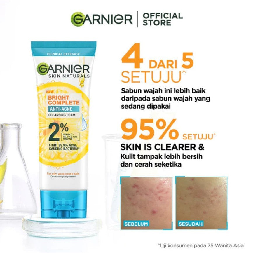 [PAKET HEMAT ISI 2] GARNIER Facial Wash ALL VARIANT 100ML Vitamin C Ceramide Ani Acne Skincare Pembersih Wajah sabun cuci muka sabun muka glowing dan memutihkan Bright Complete Sakura Glow