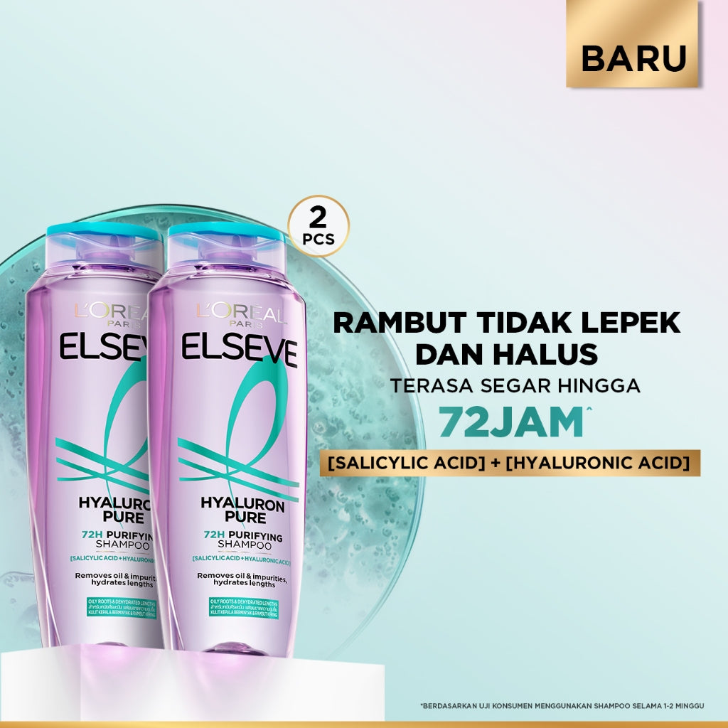 [PAKET HEMAT 2PCS] New L'Oreal Paris Hyaluron Pure 72H Purifying Shampoo Conditioner Night Cream - Perawatan Rambut Bebas Lepek dan Rambut Halus tahan hingga 72jam - Shampoo 280ml Conditioner 265ml Hyaluronic Acid Night Cream - Kulit Kepala Berminyak